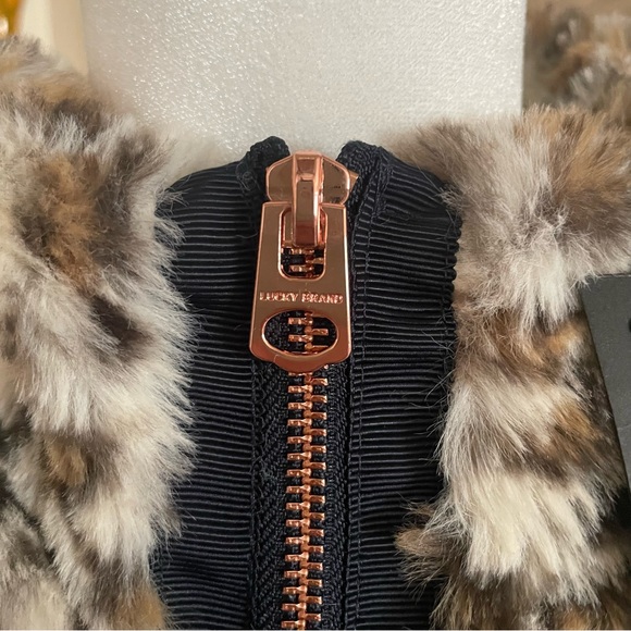 NWT Lucky Brand Leopard Plush Faux Fur Hooded Jacket Size M - Picture 8 of 12